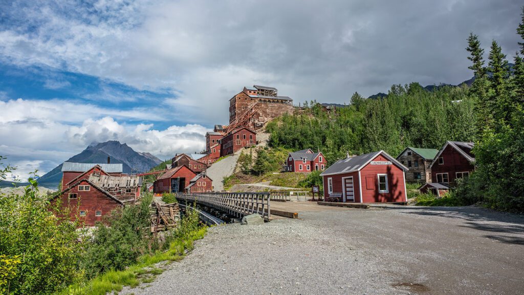 Kennecott abandoned copper mining camp view, Alaska
