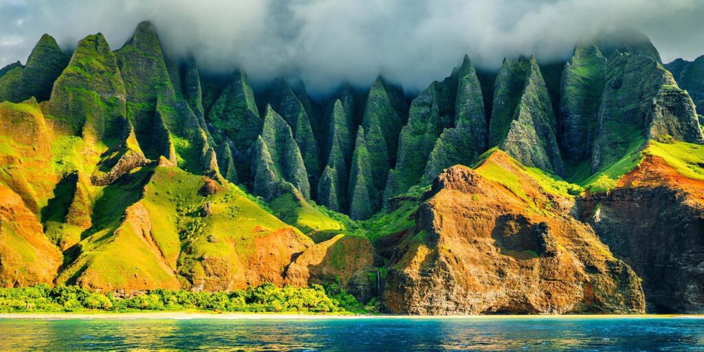Nā Pali Coast op het eiland Kauai in Hawaï