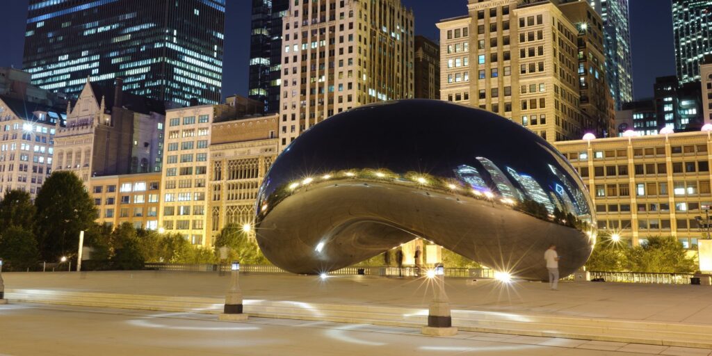 Cloud Gate in het Millennium Park in Chicago, ook wel bekend als "The Bean"