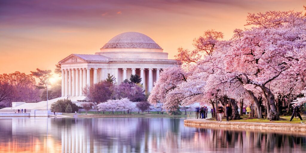 Thomas Jefferson Memorial in Washington D.C. tijdens de lente.