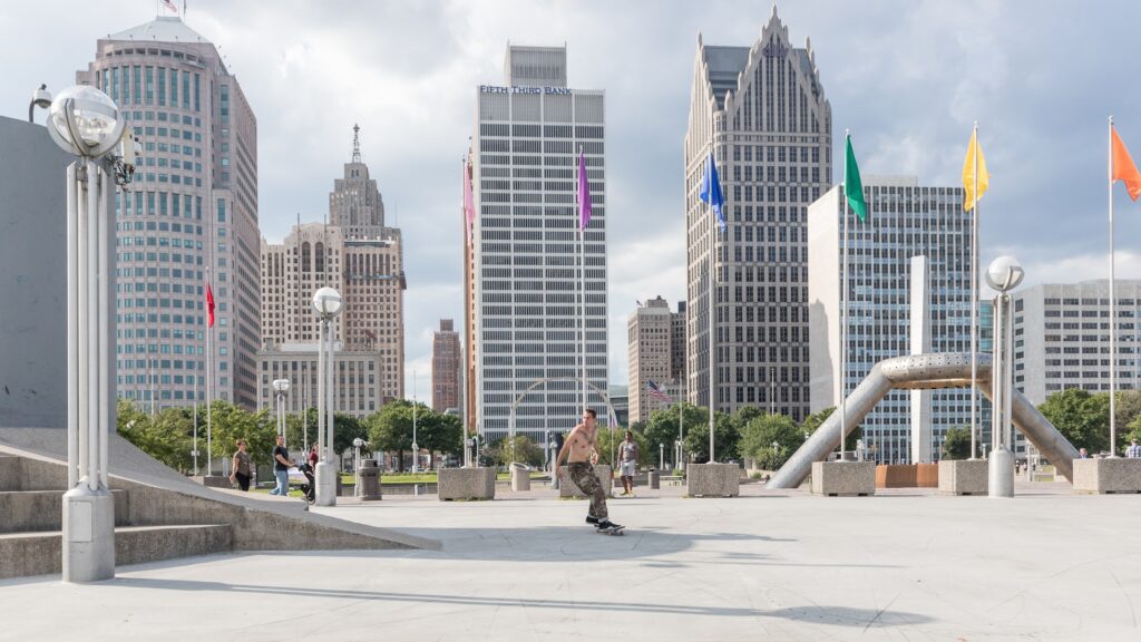 skater in actie in Detroit