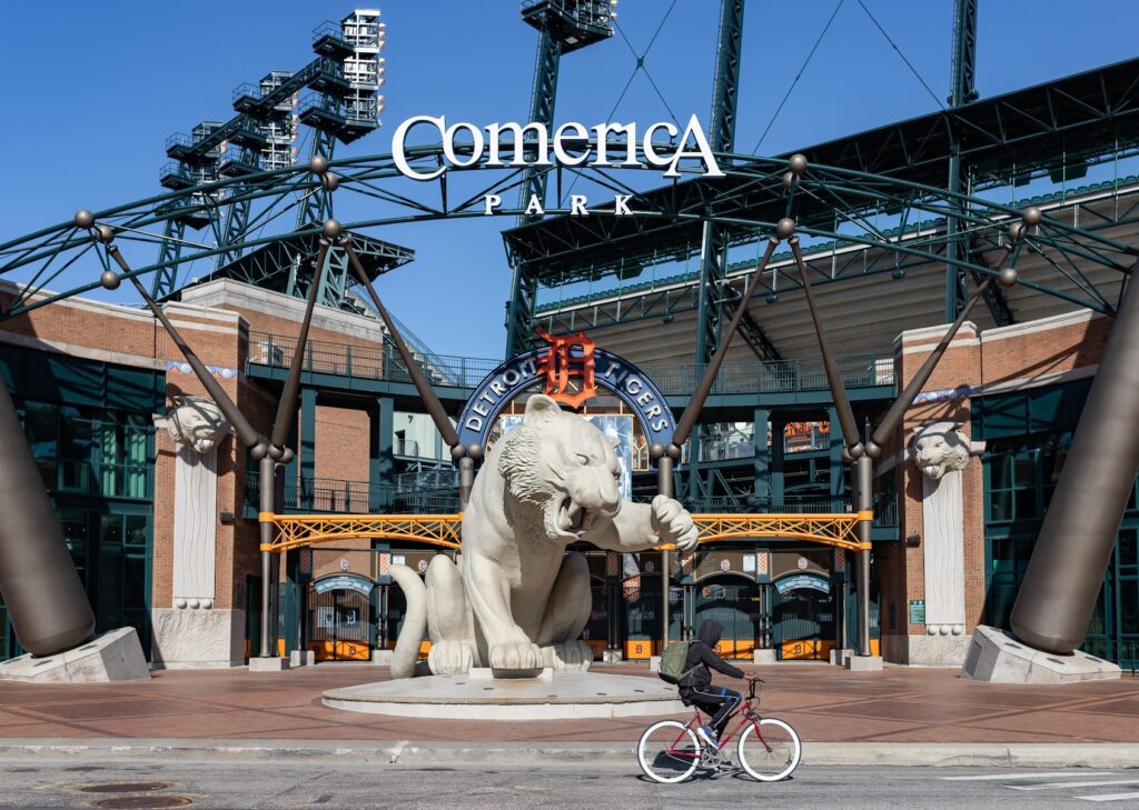 ingang van Comerica park in Detroit