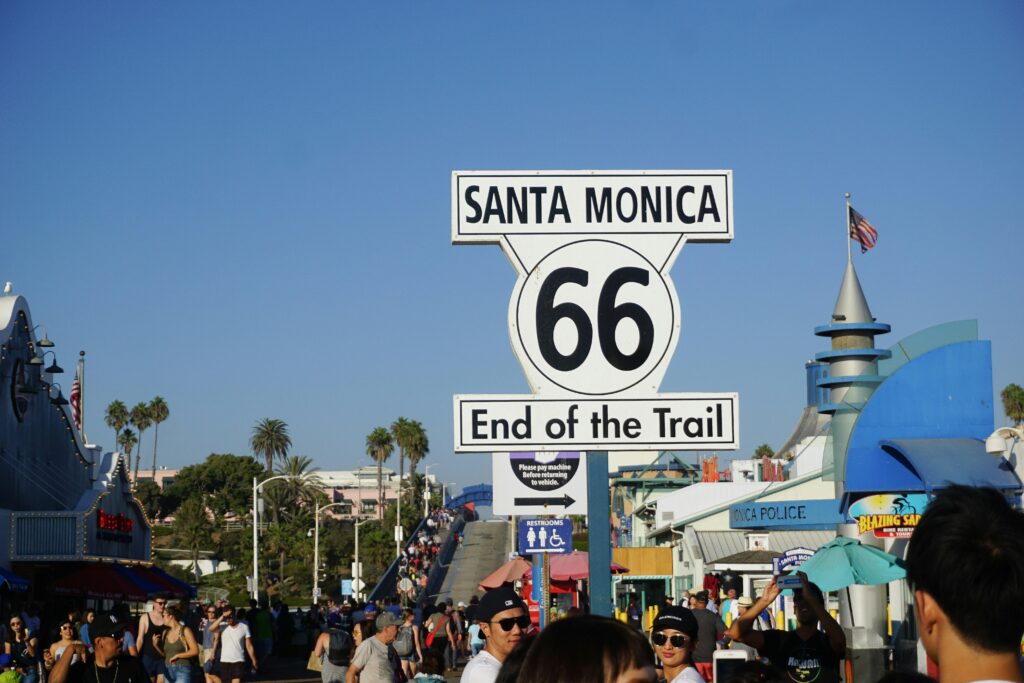 santa Monica end of the trail Route 66 sign